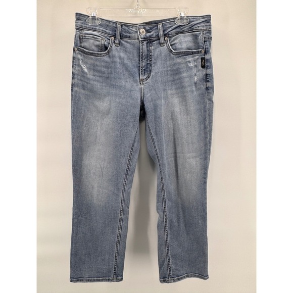 Silver Jeans Suki Capri Womens Denim Jeans W30 Light Wash Distressed - Picture 2 of 7